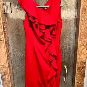 Calvin Klein Vibrant Red Asymmetrical Dress